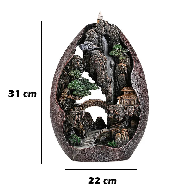 Home Decor Creative Resin Backflow Incense Burner Rockery Landscape Incense Holder Zen Garden Crafts Hollow Design Ornament