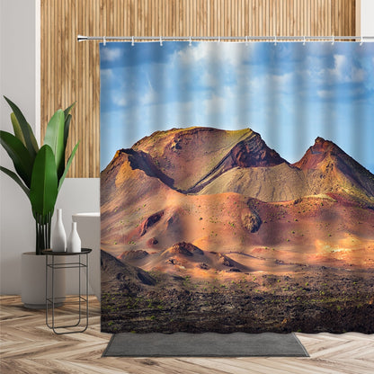 Egypt Landscape Shower Curtain Set Pyramid Desert 3D Bathroom Decors Sunset Dusk Natural Scenery Waterproof Fabric Bath Curtains
