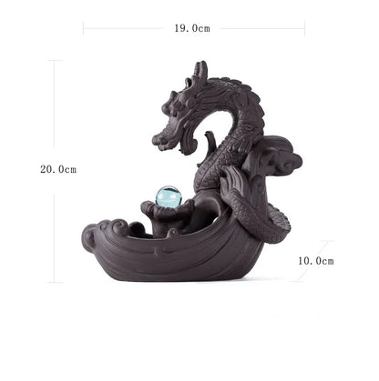 With 10Cones Ceramic Backflow Dragon Incense Burner Creative Home Decor Dragon Burner Censer With Lucky Crystal Ball