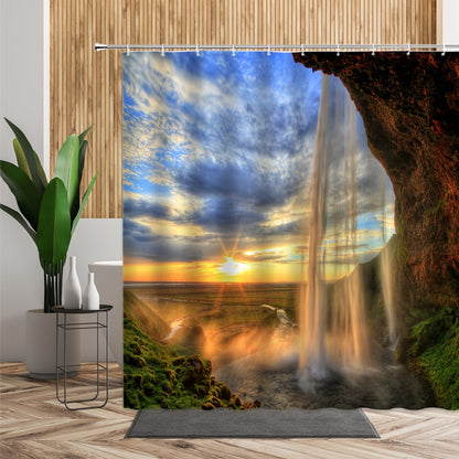 Egypt Landscape Shower Curtain Set Pyramid Desert 3D Bathroom Decors Sunset Dusk Natural Scenery Waterproof Fabric Bath Curtains