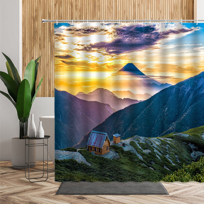 Egypt Landscape Shower Curtain Set Pyramid Desert 3D Bathroom Decors Sunset Dusk Natural Scenery Waterproof Fabric Bath Curtains