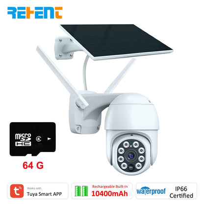 REHENT 3MP Outdoor 10400mAh Battery WIFI Wireless Alarm Auto Tracking 5W Solar CCTV  Security Surveillance IP Camera with Patrol