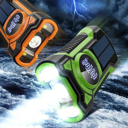 5000mAh Emergency Radio Hand Crank Solar FM AM NOAA Weather Radio LED Flashlight Bluetooth 5.3 Speaker Power Bank Phone Charger