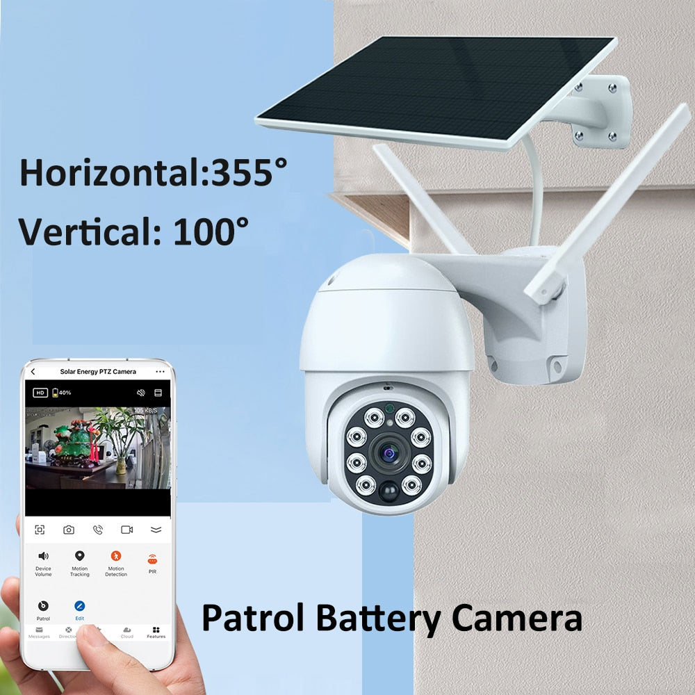 REHENT 3MP Outdoor 10400mAh Battery WIFI Wireless Alarm Auto Tracking 5W Solar CCTV  Security Surveillance IP Camera with Patrol