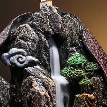 Home Decor Creative Resin Backflow Incense Burner Rockery Landscape Incense Holder Zen Garden Crafts Hollow Design Ornament