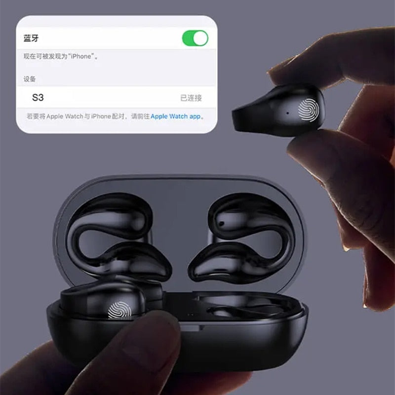 2023 New TWS Bluetooth 5.2 Wireless Bone Conduction Headphones Clip Ear Music Noise Canceling Headset HD Call Sports Earphone