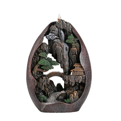 Home Decor Creative Resin Backflow Incense Burner Rockery Landscape Incense Holder Zen Garden Crafts Hollow Design Ornament