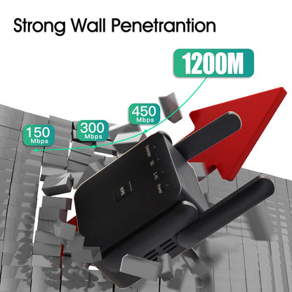 5Ghz AC1200 WiFi Repeater 1200Mbps Router Black WiFi Extender Amplifier 2.4G 5GHz WiFi Signal Booster Long Range Network