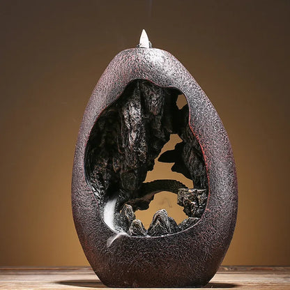 Home Decor Creative Resin Backflow Incense Burner Rockery Landscape Incense Holder Zen Garden Crafts Hollow Design Ornament