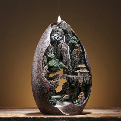 Home Decor Creative Resin Backflow Incense Burner Rockery Landscape Incense Holder Zen Garden Crafts Hollow Design Ornament
